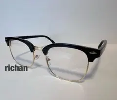 新品 ハーフリム クリア サングラス ボストン 黒縁 ブラック 伊達眼鏡 メガネ