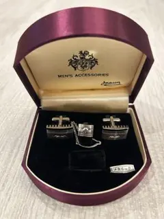 【新品未使用】カフス＆タイタックセット ケース極美品