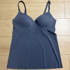 UNIQLO エアリズムシームレスVネックブラキャミソール ブルー L