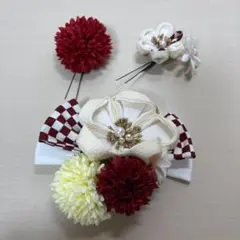 成人式　髪飾り　ヘアアクセ　赤