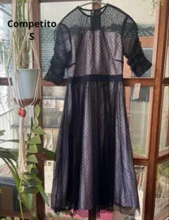 Competito シースルードット柄ミディ丈ワンピース S 新品