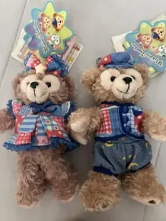 ダッフィー　シェリーメイ　ぬいぐるみ　バッジ　デニム　15周年　ディズニー