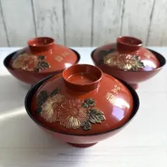 漆器 蒔絵 蓋付き椀 3客セット