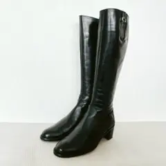 極美品✨REGAL/リーガル23.0cmサイドジップ　ロングブーツ ベルト 黒