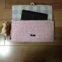 ハンドメイドクラッチバッグ桃色