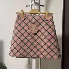 Miu Miu ピンクグリーンチェックミニスカートAライン新品 未使用