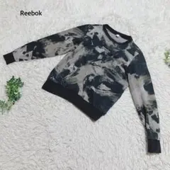 リーボック　トレーナー　スウェット　長袖　タイダイ柄　裏起毛　ロゴ刺繍　総柄
