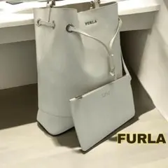 FURLA 巾着バッグ ショルダーバッグ ホワイト　レザー 購入証明書のサムネイル