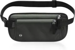 【多機能✨】セキュリティポーチ 薄型 RFID防止 ブラック　ウエストポーチ 黒