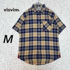 『visvim』 チェックシャツ　半袖　裾刺繍　ボタンダウン　ベージュ　【M】のサムネイル