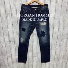 MORGAN HOMME ダメージ加工テーパードデニム！日本製！モルガンのサムネイル