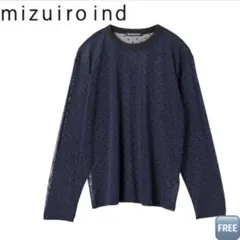 未使用【mizuiro ind】メッシュドットクルーネックプルオーバー ネイビー
