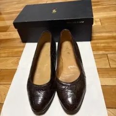 Ralph Lauren クロコ型押し レザーローファー ブラウン　37.5Ｃのサムネイル