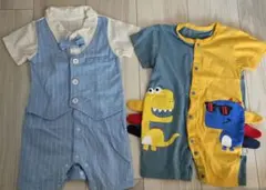 美品　ベビー服2枚セット　カバーオール　半袖　前開き　80cm 90cm