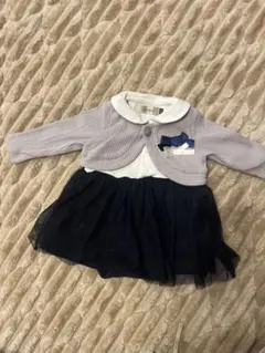 カーディガン付きワンピース 95cm以下 グレー・ネイビー