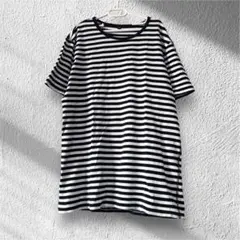 無印良品 プルオーバー 半袖 Tシャツ シンプル ボーダー 夏 カジュアル