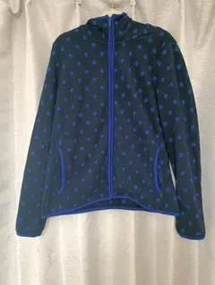 UNIQLO フリースパーカー ドットブルー L/ルームウェア 普段着