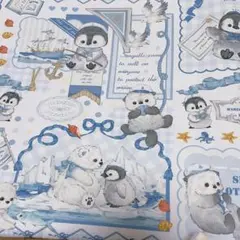 オックス　生地　ハンドメイド　入園　小物作り　ペンギン 白熊　ラッコ