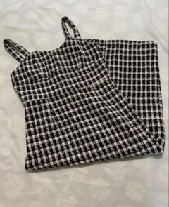 キャミワンピース ブラック・ホワイト チェック