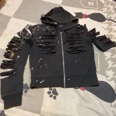 【GAP XXS ダメージ パーカー ブラック】ダンスやハロウィンにいかがですか