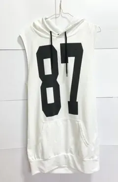 ホワイト ノースリーブパーカー