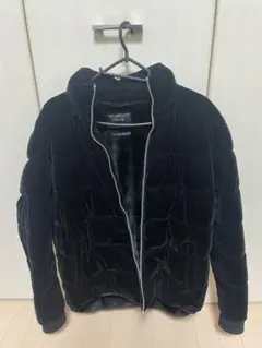 ZARA ブラック フード付きダウンジャケットベロア