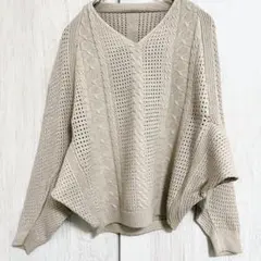 トップス ドルマン レディース Vネック ニット セーター 長袖 ショート丈