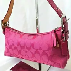 美品☆COACH アクセサリーポーチ ワンショルダー シグネチャー キャンバス