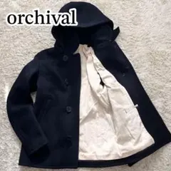 あ*ん様 良品○オーシバル メルトンウールPコート シングル フード 2way