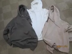 GUフード付きパーカー 3点セット グレー ホワイト ベージュ