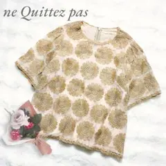 ヌキテパ◆ブラウス ベージュ シルク100％ 刺繍 上質 上品 華やか 大人女子のサムネイル