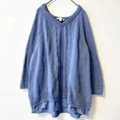 希少✨Liz Claiborne 【1X】ブルー ニット 七分袖　レイヤード