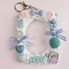 【No.625】トレカケースデコ ホイップデコキーホルダー 推し活　ブルー