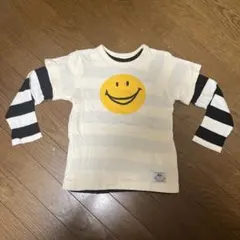 ストライプ スマイリーフェイス 長袖カットソー 120