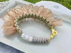 パラコードスマホストラップパールビーズフリル