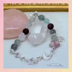 【ゲリラSALE】フローライト×水晶 思考を整え心を軽くするお守りブレスレット