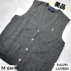 美品✨RALPH LAUREN ニットベスト ポニー刺繍 グレー M