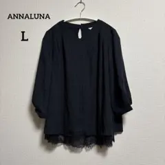 ANNA LUNA ドット柄 ブラウス ブラック Lのサムネイル