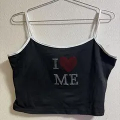 I LOVE ME プリント キャミソール ブラック