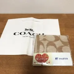 COACH タオルハンカチ　ベージュ 25cm ノベルティ