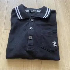 黒ポロシャツ ストライプ襟