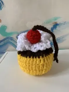 編み物　プリン巾着ミニポーチ