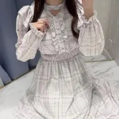 エブリン　オリジナルチェックフリルOP
