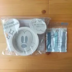 【新品】ミッキーマウス アイコン小皿3枚セット フォーク3本付き