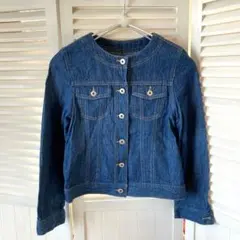 NATURAL BEAUTY BASIC ノーカラーデニムジャケット Lサイズ