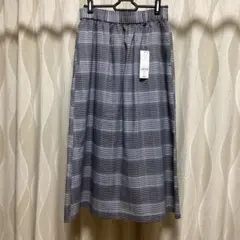 タグ付新品★ロングスカート★ミモレ★チェック柄★着丈76am★ウエスト背面ゴムのサムネイル
