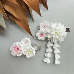 128髪飾り　つまみ細工　七五三髪飾り　成人式髪飾り