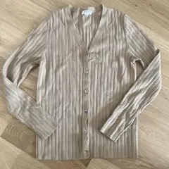 PLST ベージュ リブ編み カーディガン M