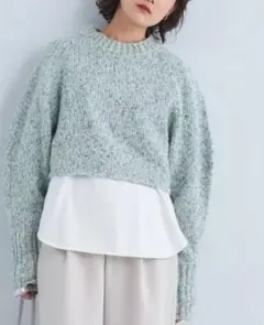 【良品】UNITED ARROWS☆ カラーネップ クロップド プルオーバー