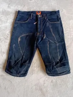 291295=HOMME デニム ショートパンツ ハーフパンツ ペイント加工のサムネイル